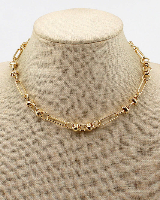 Gold Textured Multi Design Chain Necklace