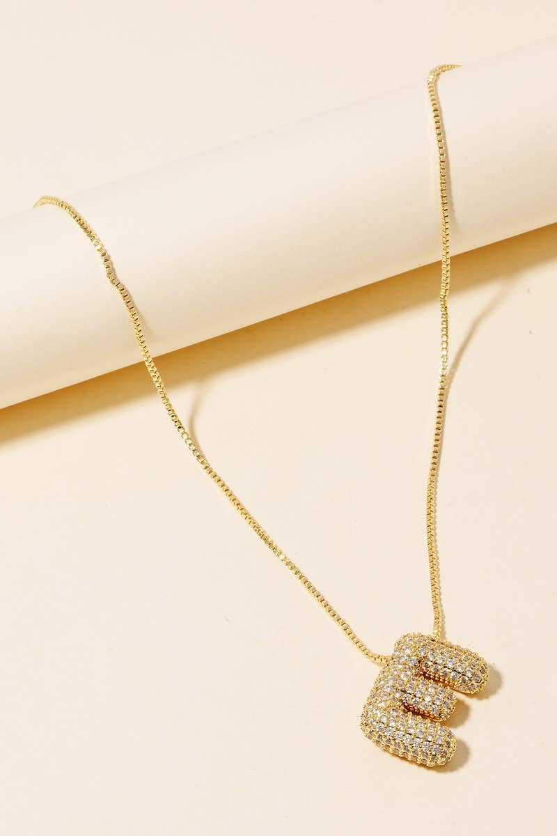 Pave Bubble Initial Pendant Necklace