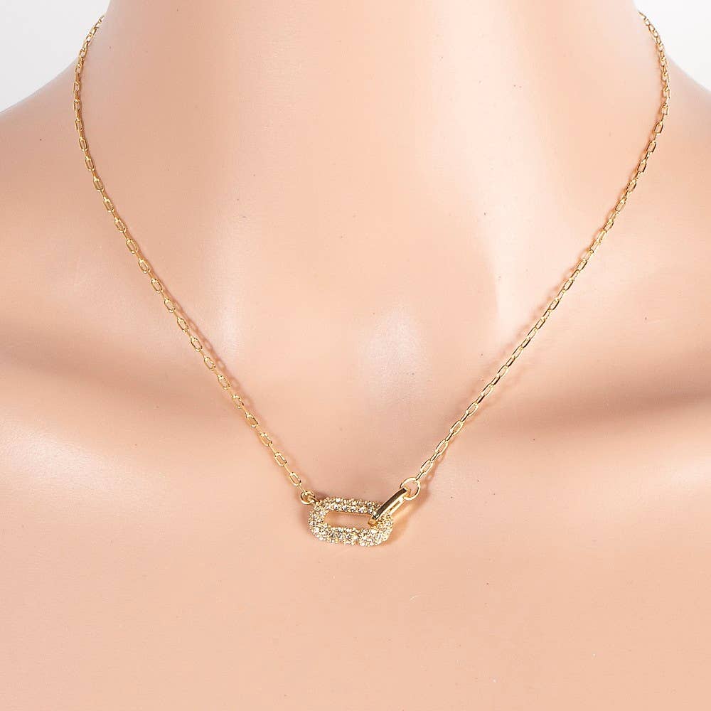Pave Oval Pendant Necklace