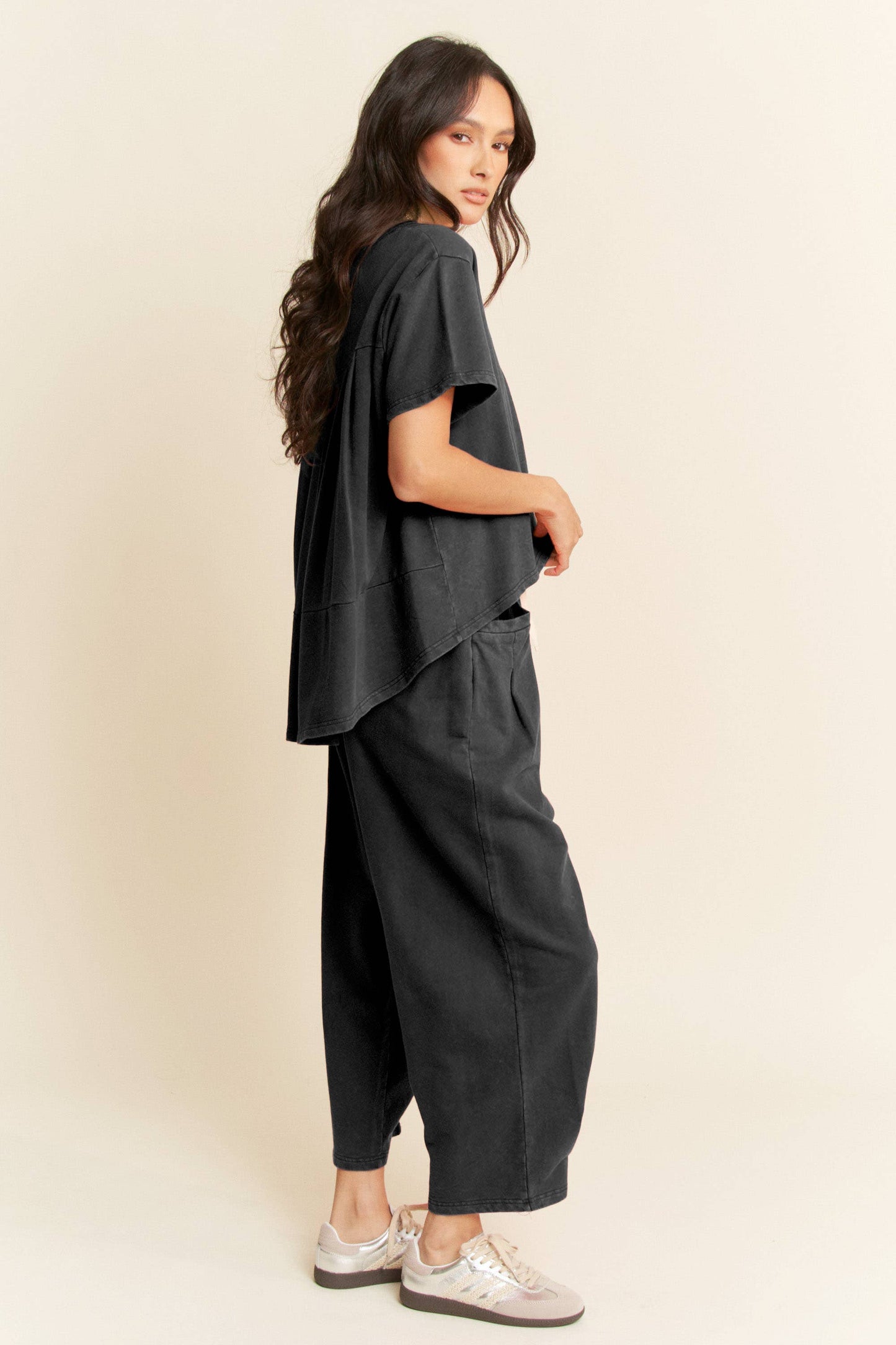 Washed Pleated Top and Pant Set