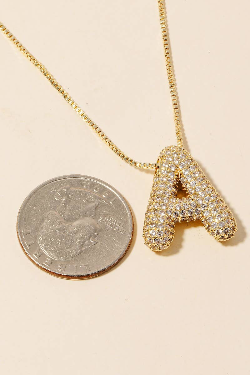 Pave Bubble Initial Pendant Necklace