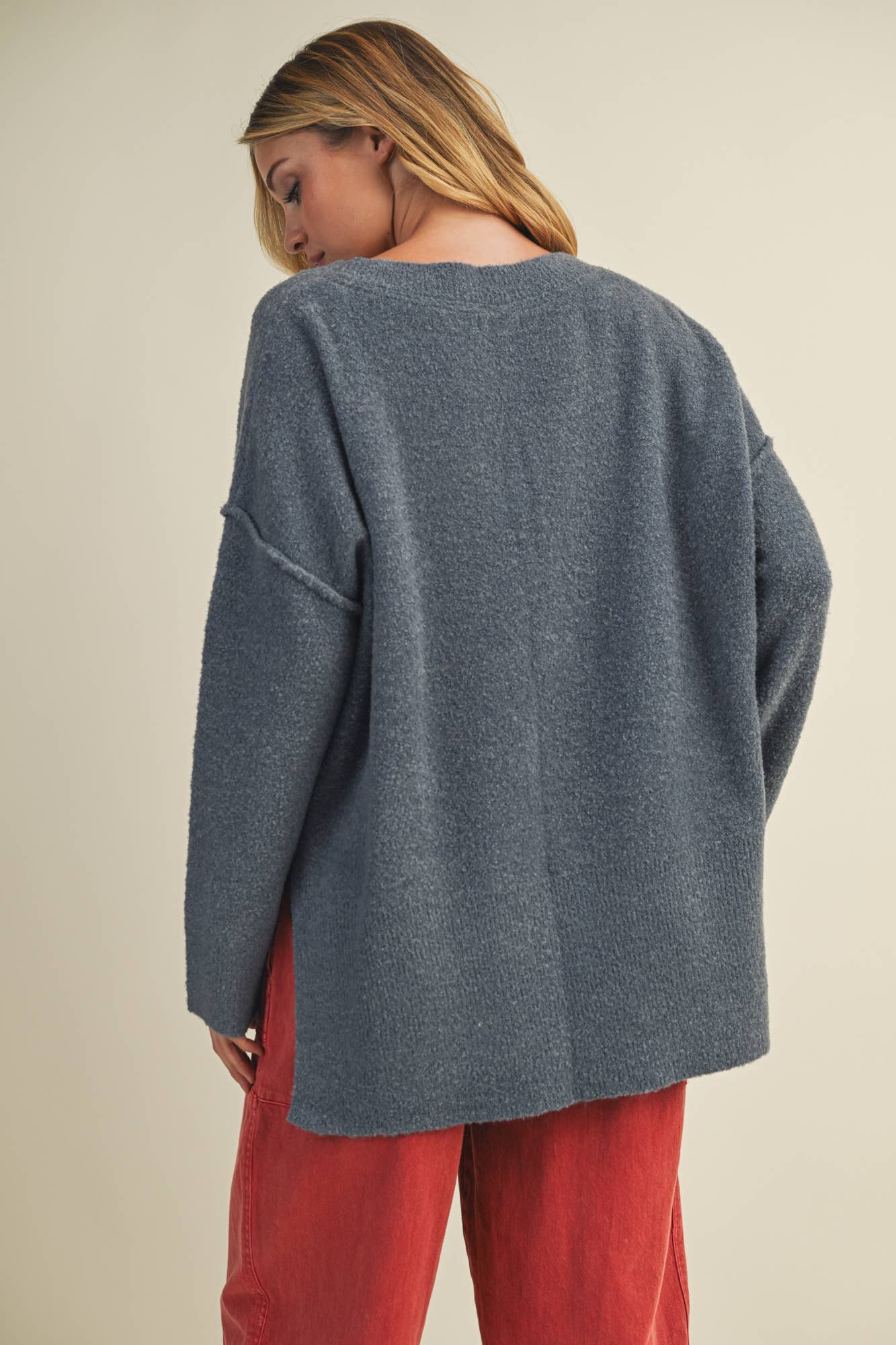 Oversized V Neck Sweater Top