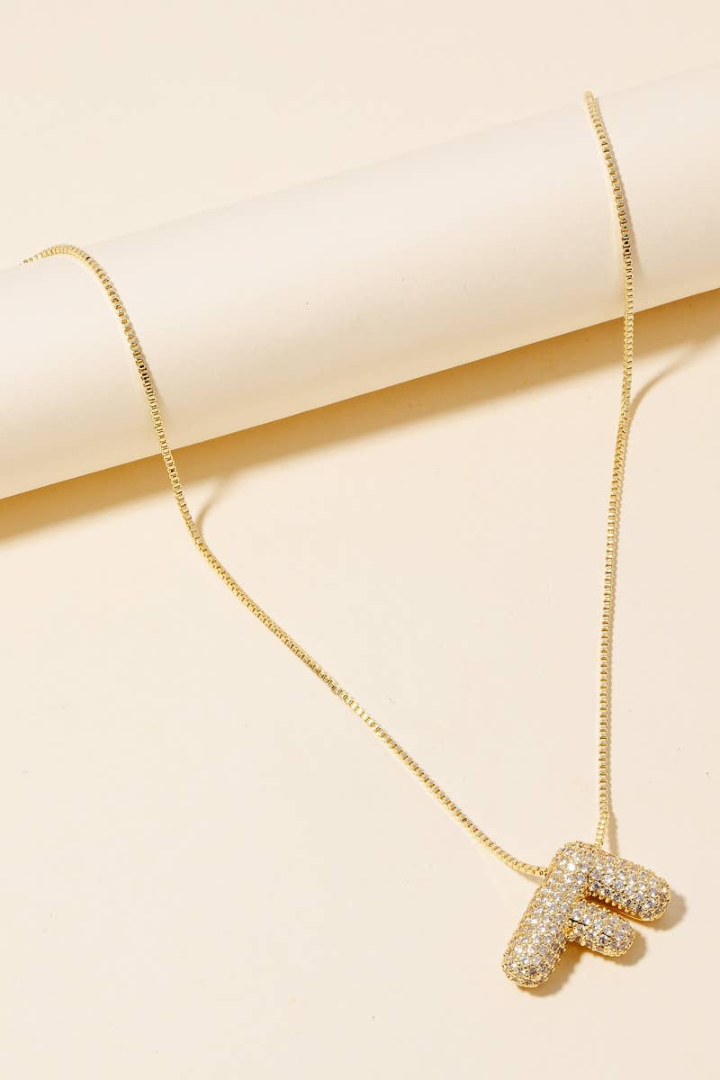 Pave Bubble Initial Pendant Necklace