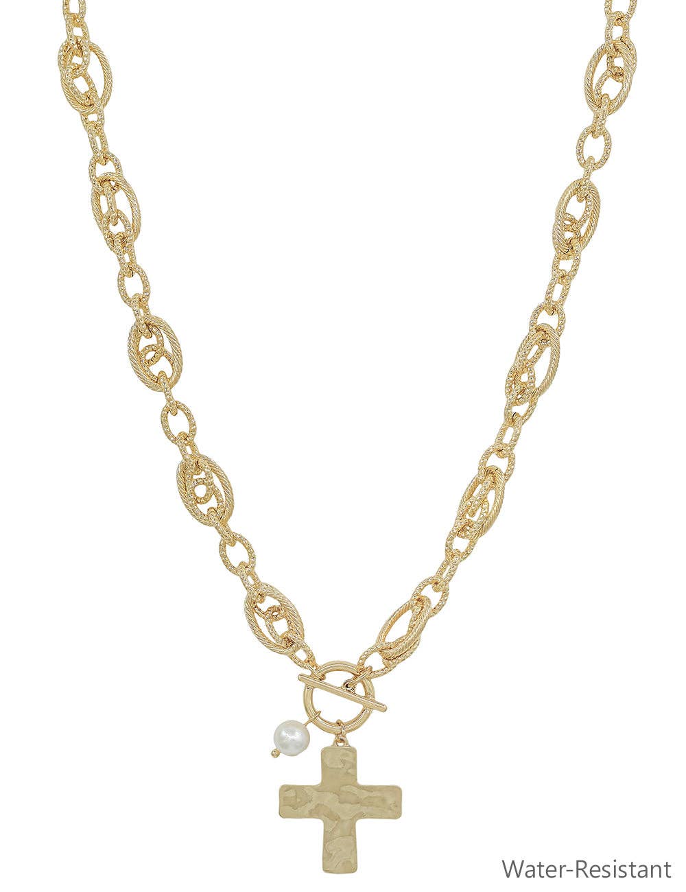Chunky Linked Cross Charm Necklace