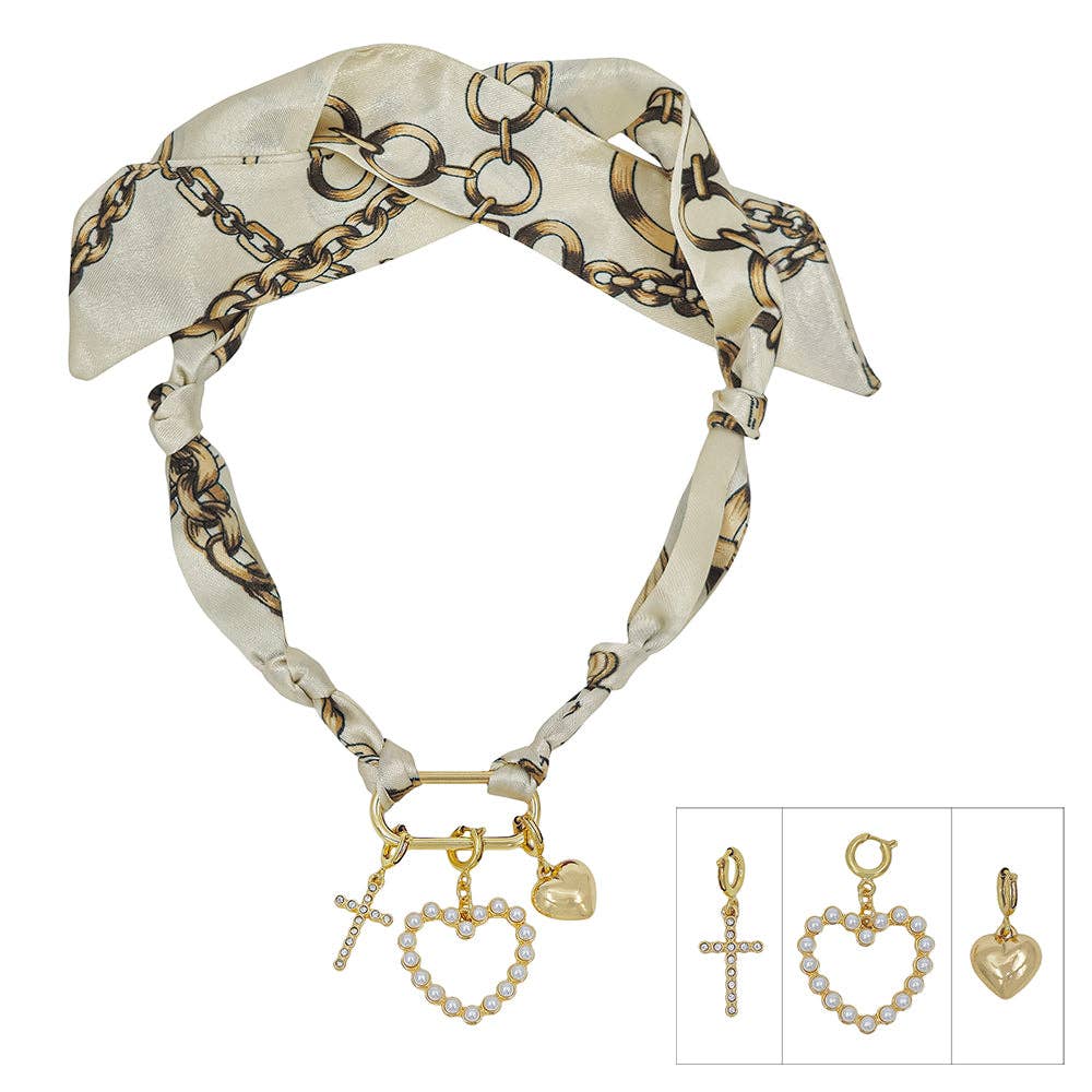 Heart Charm Scarf Necklace