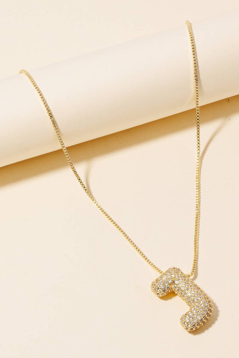 Pave Bubble Initial Pendant Necklace