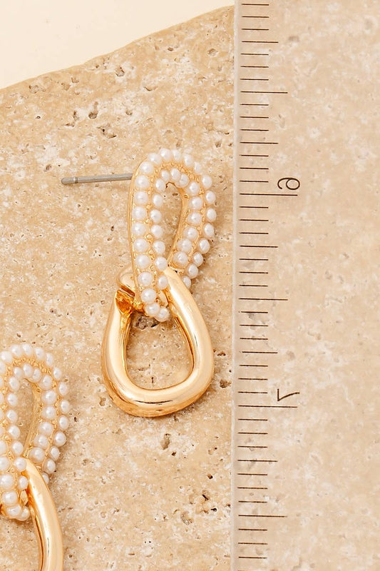 Pearl Pave Tear Linked Stud Drop Earrings