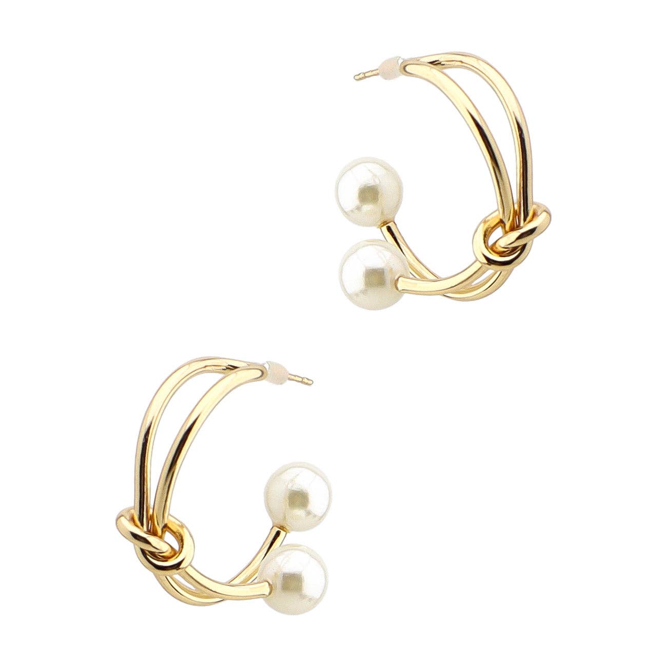Knot Pearl Gold Earrings