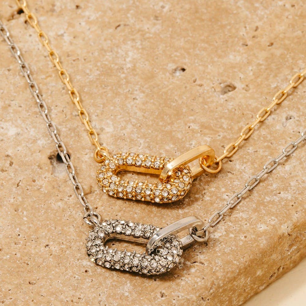 Pave Oval Pendant Necklace