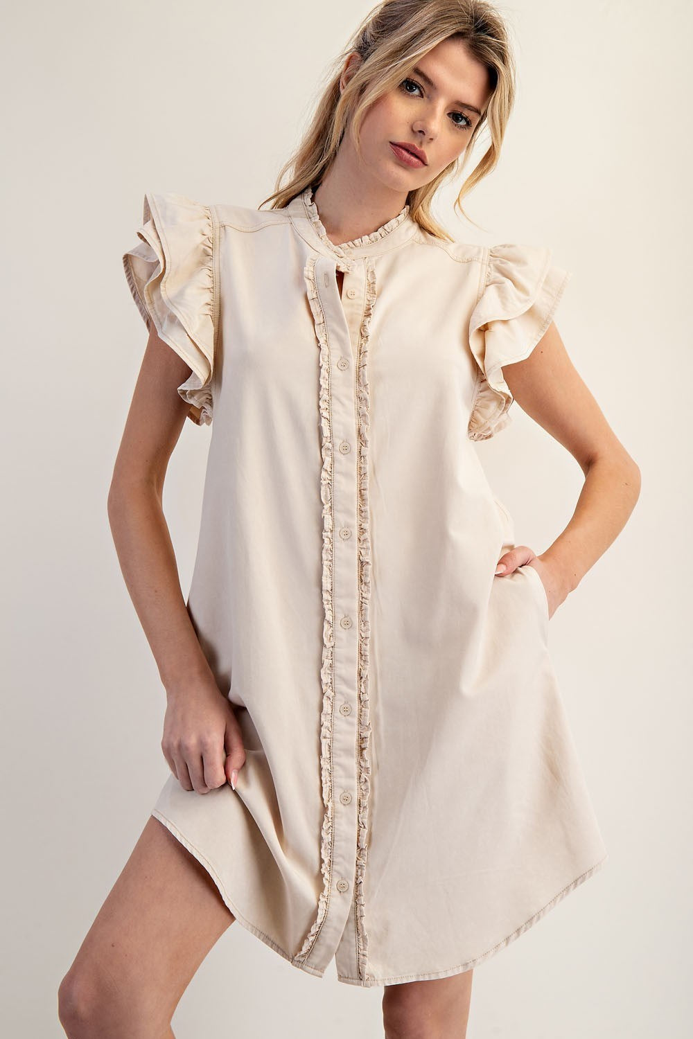 Snow Washed Button Down Dress