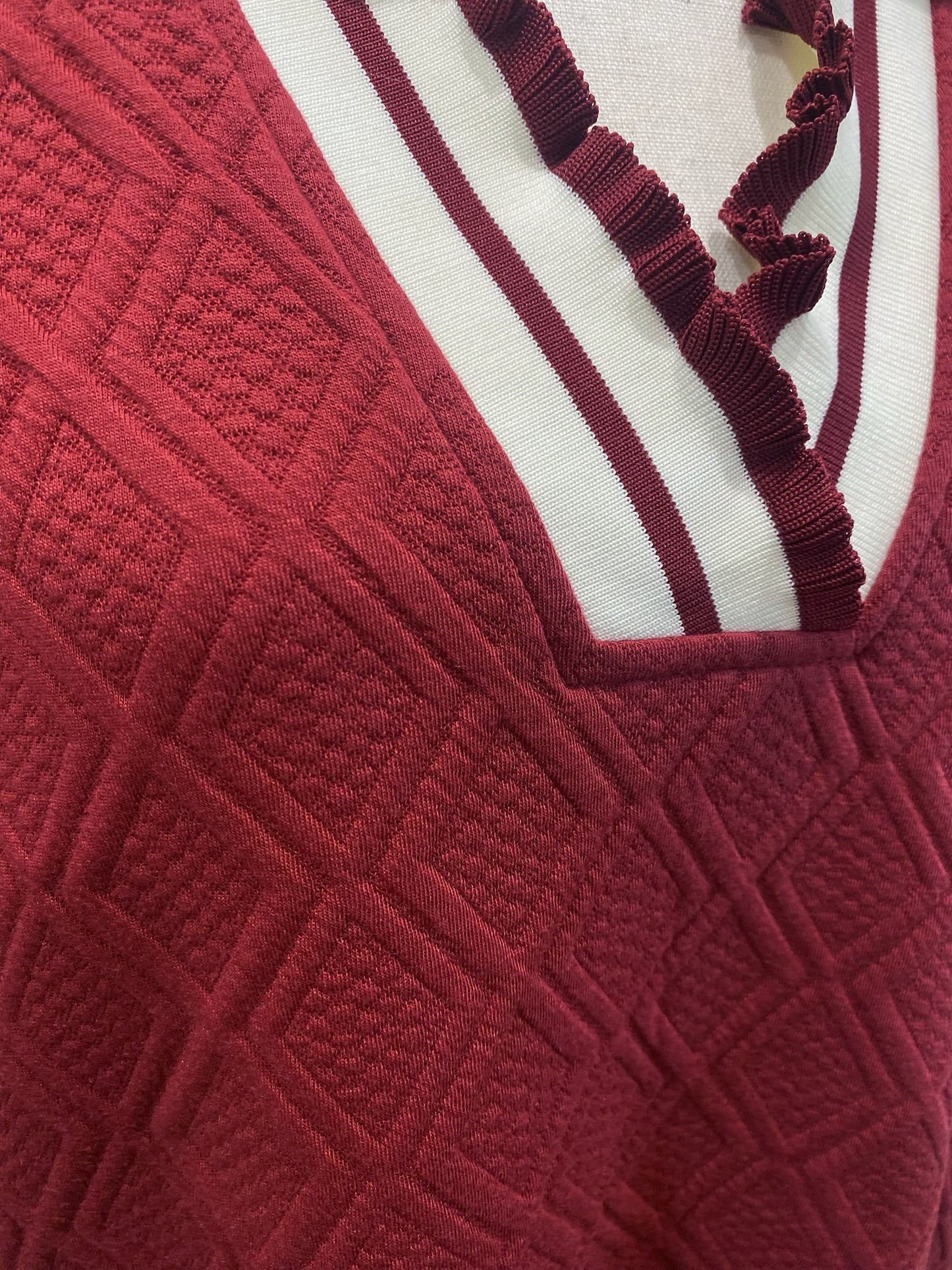 Textured V Neck Dress