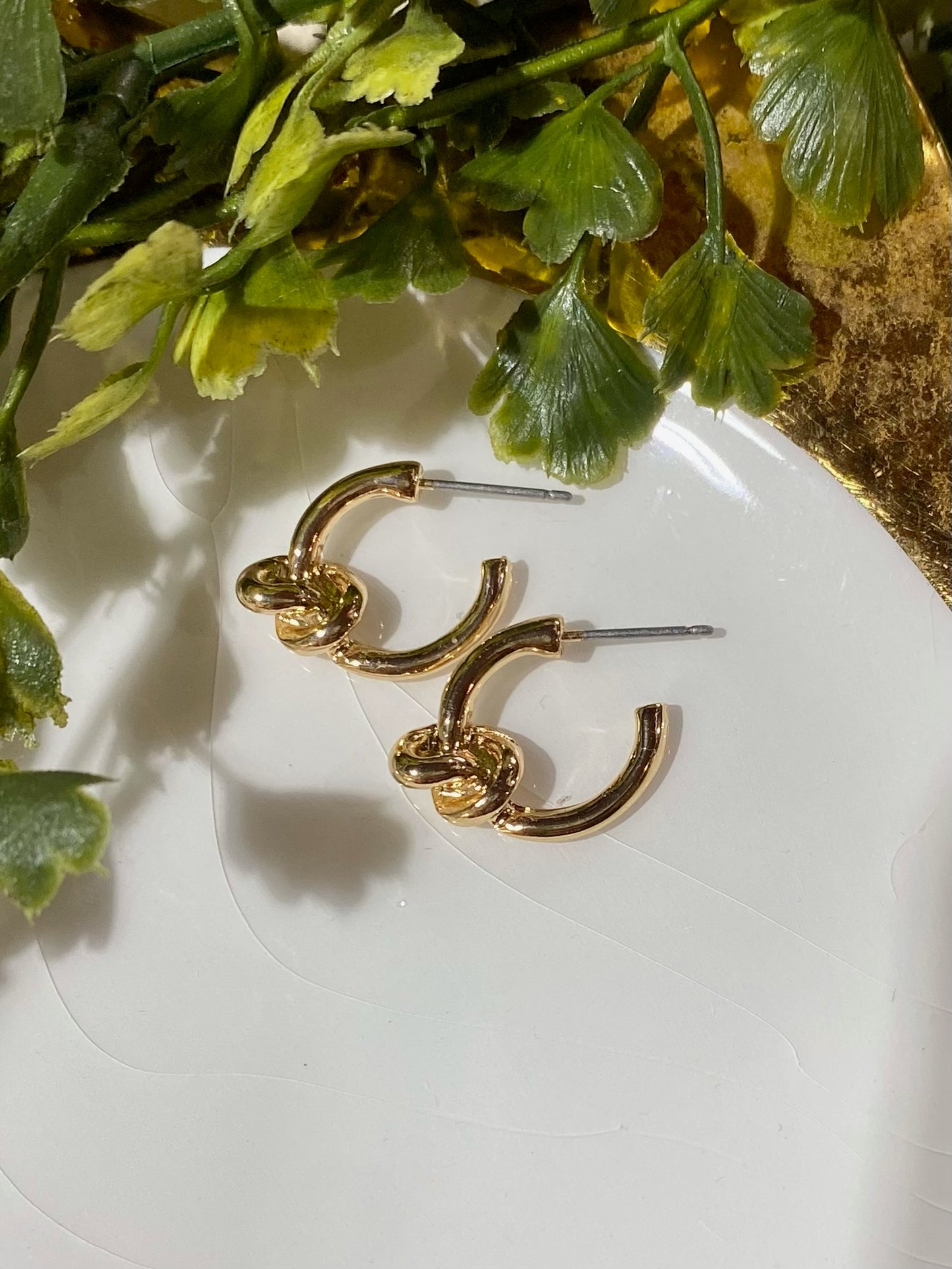 Small .5" Gold Metal Knot Earring