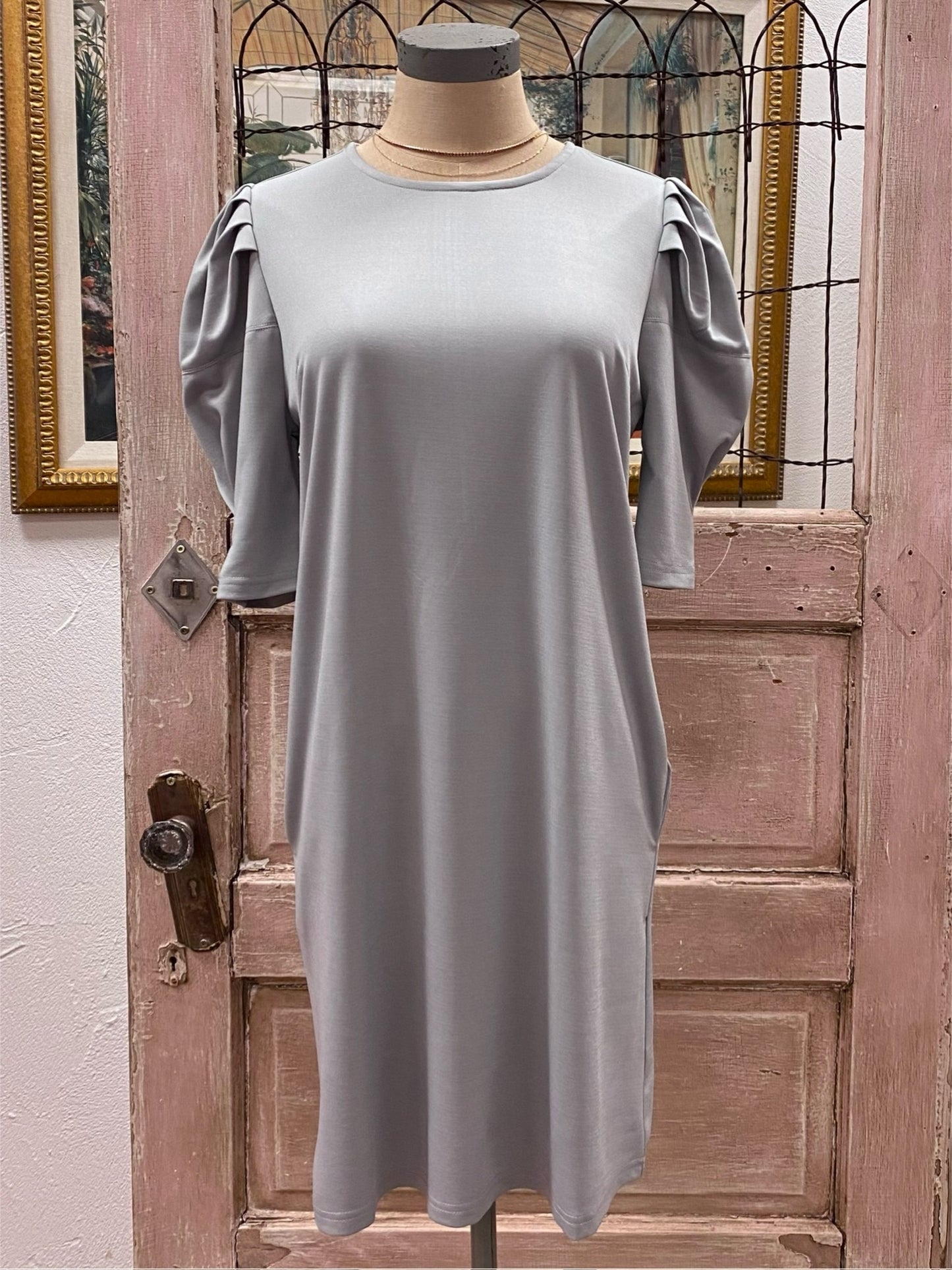 Grey Pleated Dress
