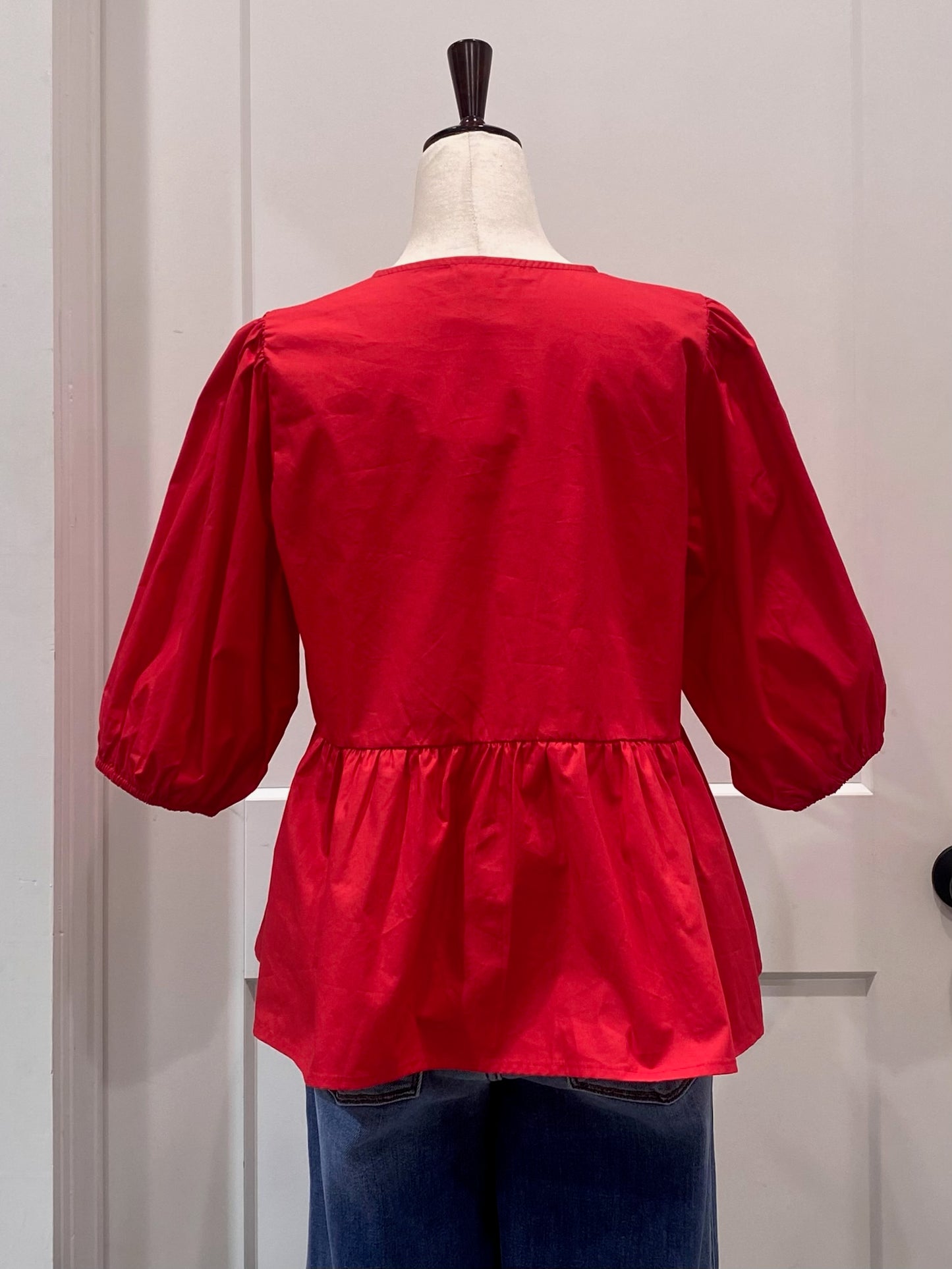 Poplin Front Tie Ribbon Blouse | 1XL-3XL