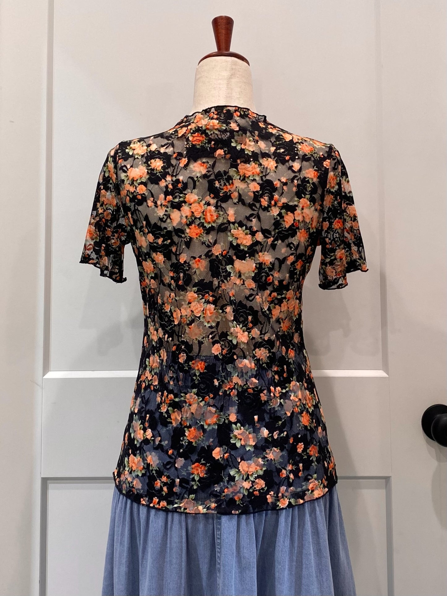 Floral Print Mesh Layering Top