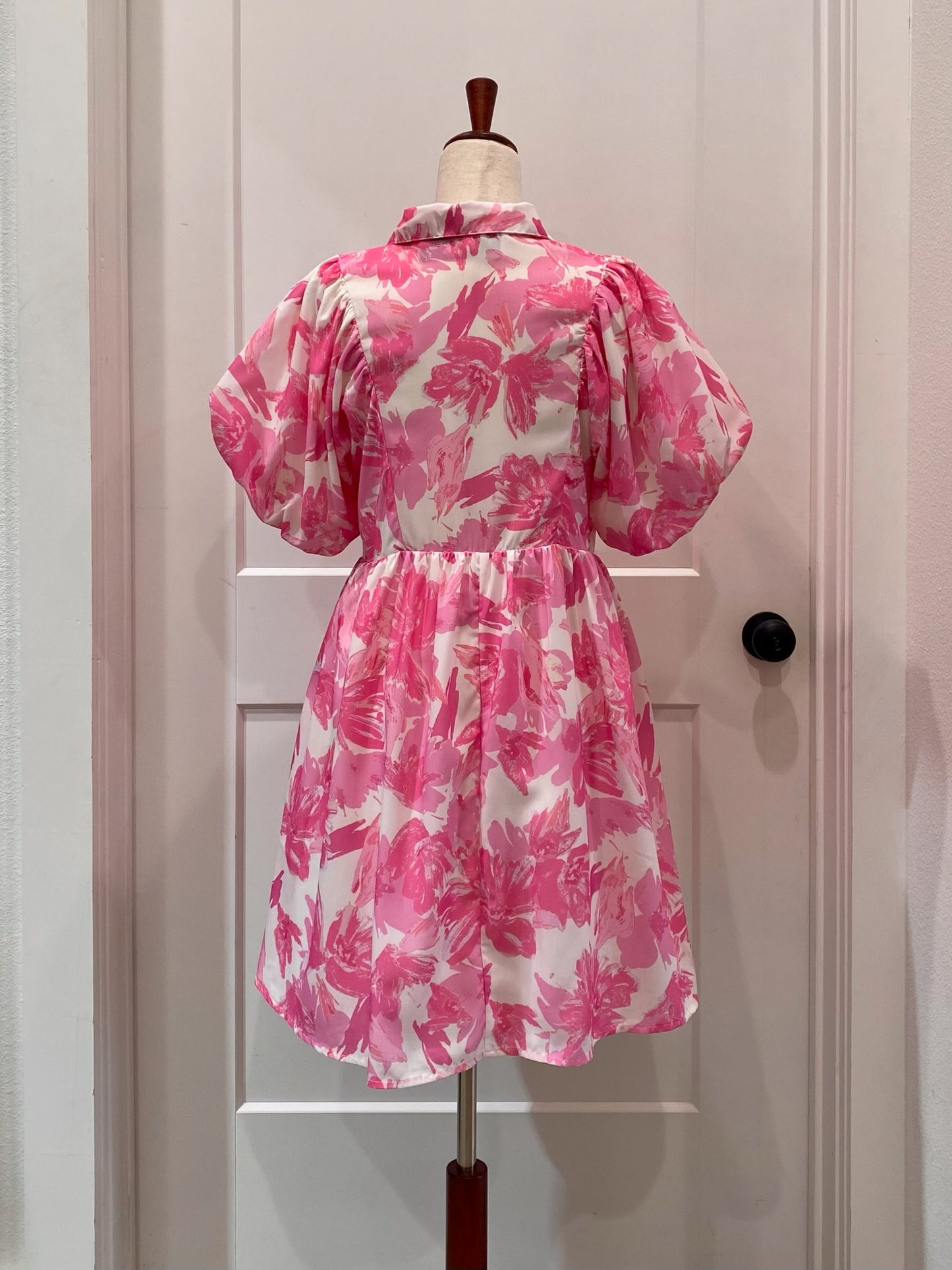 Pink Floral Print Dress