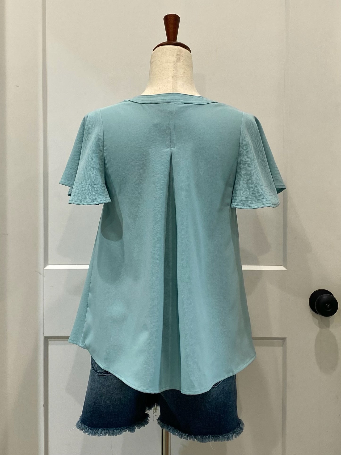 Notched V Neck Top