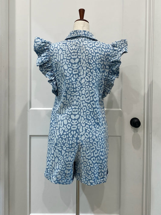 Leopard Print Denim Romper