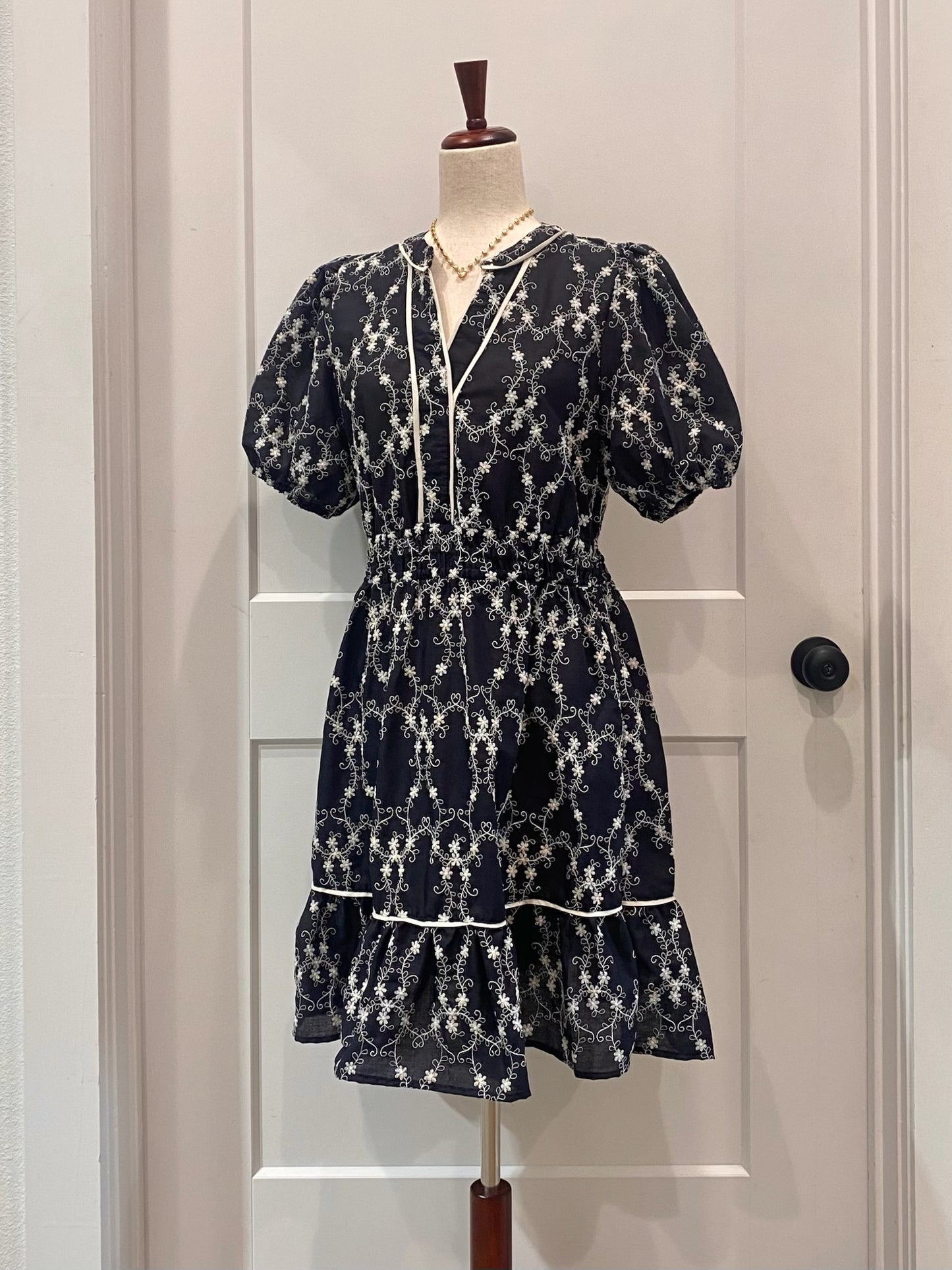 Embroidered Navy Dress | S-2XL