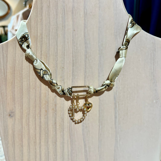 Heart Charm Scarf Necklace