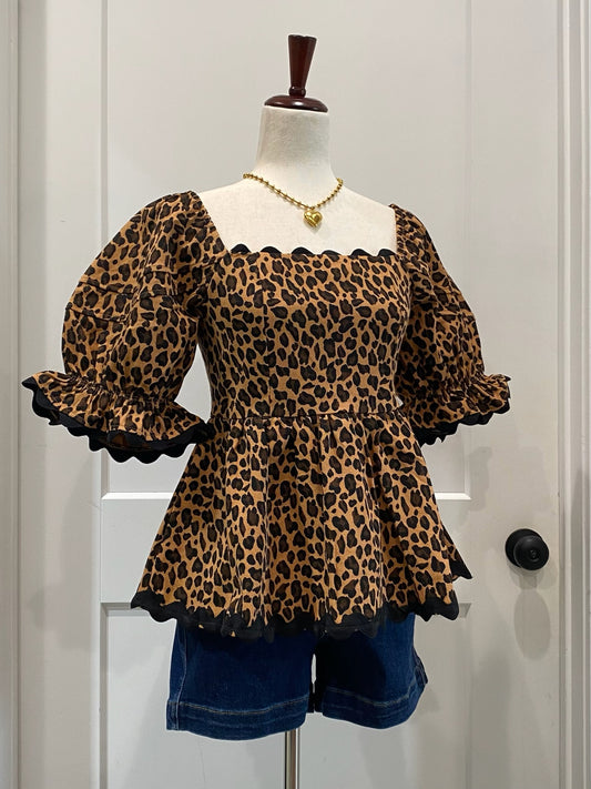 Denim Leopard Top