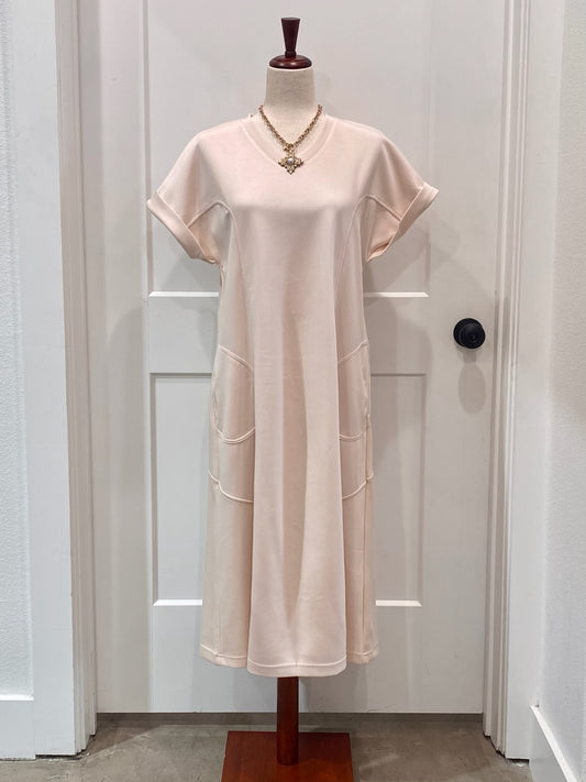 V Neck Shift Midi Dress