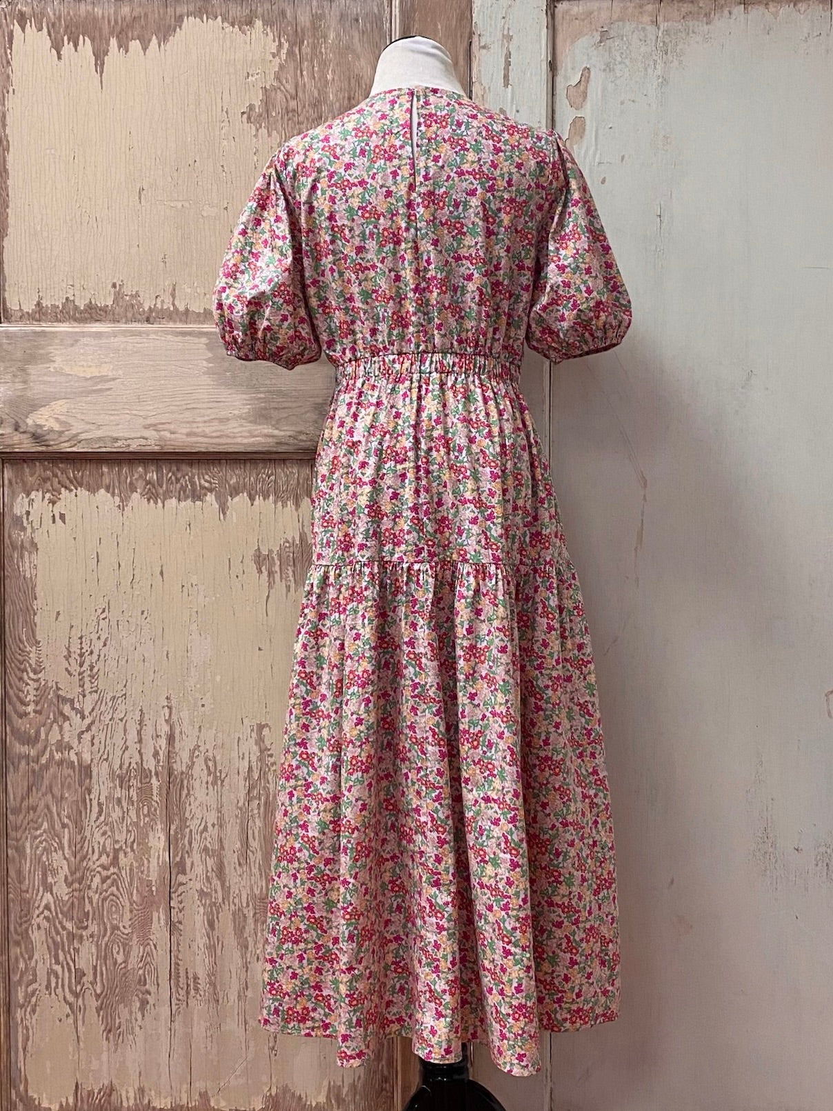 Floral Puff Midi Dress