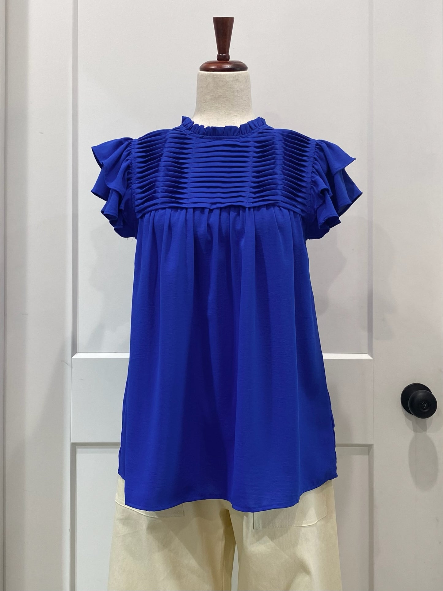 Ruffle Sleeve Pleated York Top