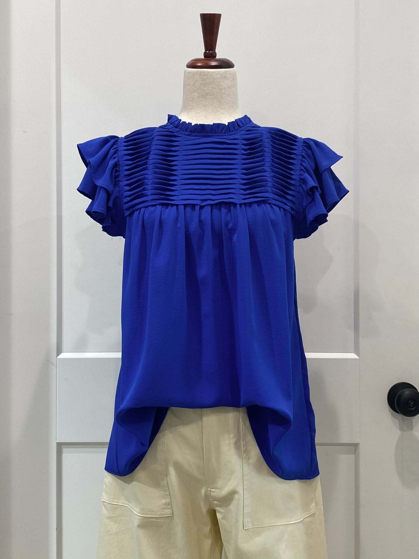 Ruffle Sleeve Pleated York Top