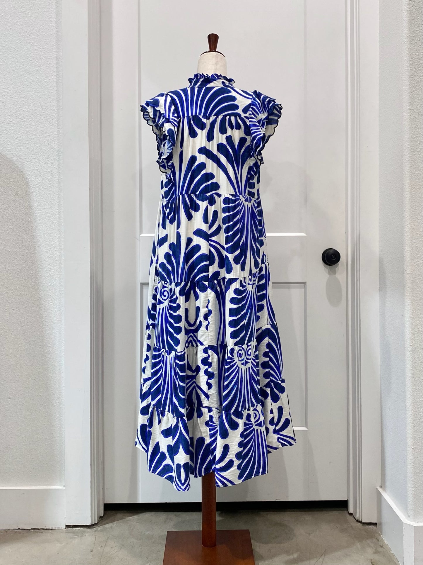Tiered Ruffle Sleeve Midi Dress