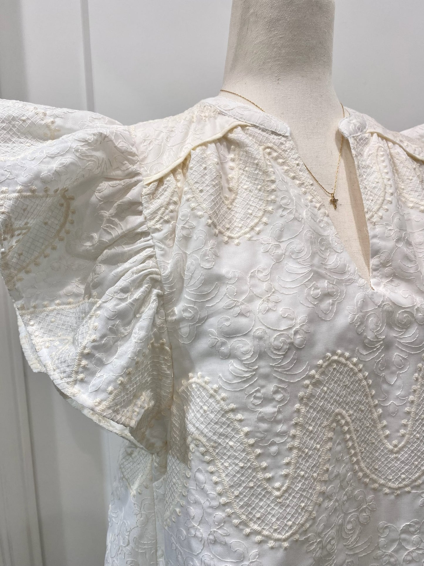 Scalloped Hem Embroidered Dress