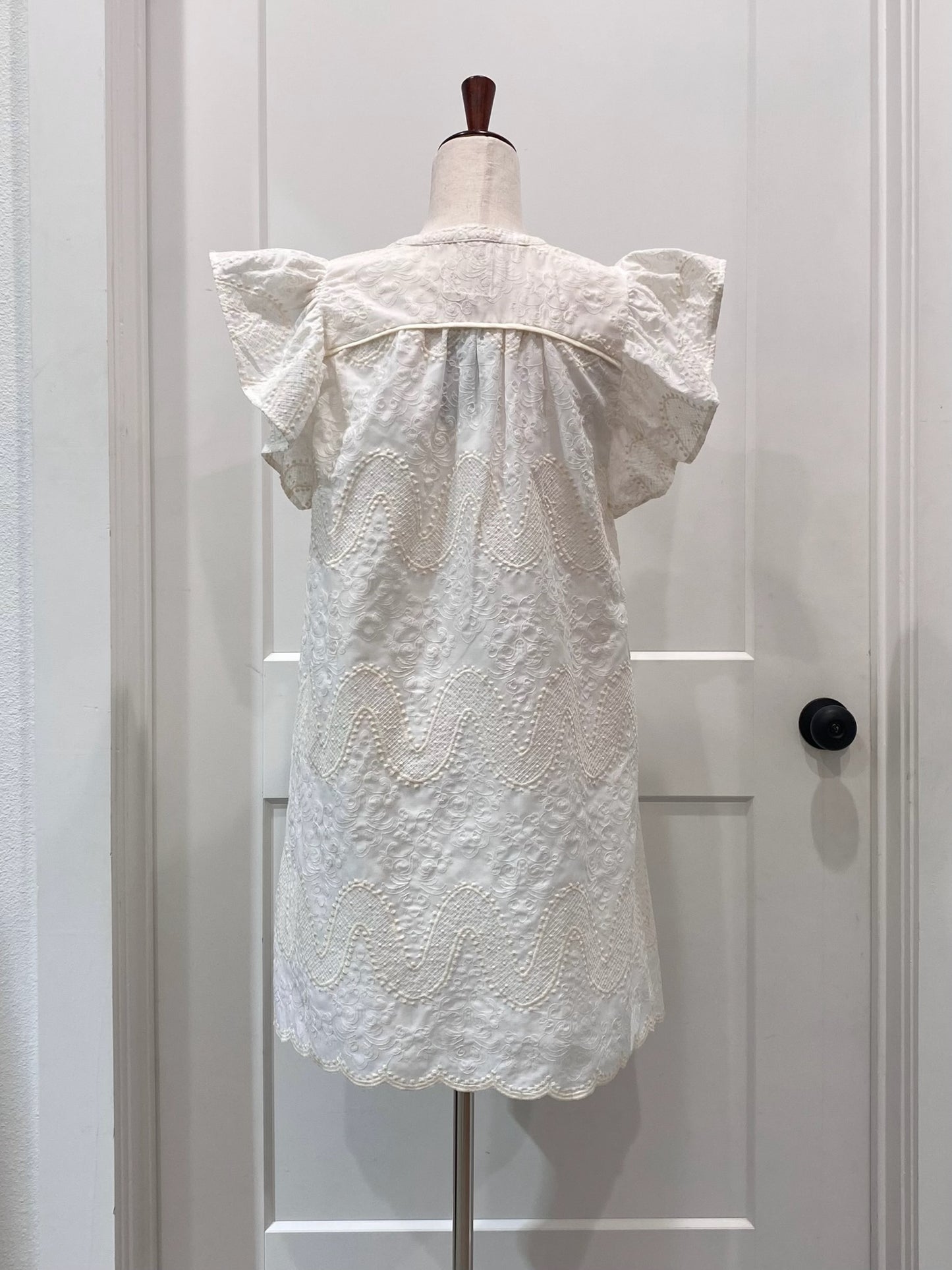 Scalloped Hem Embroidered Dress