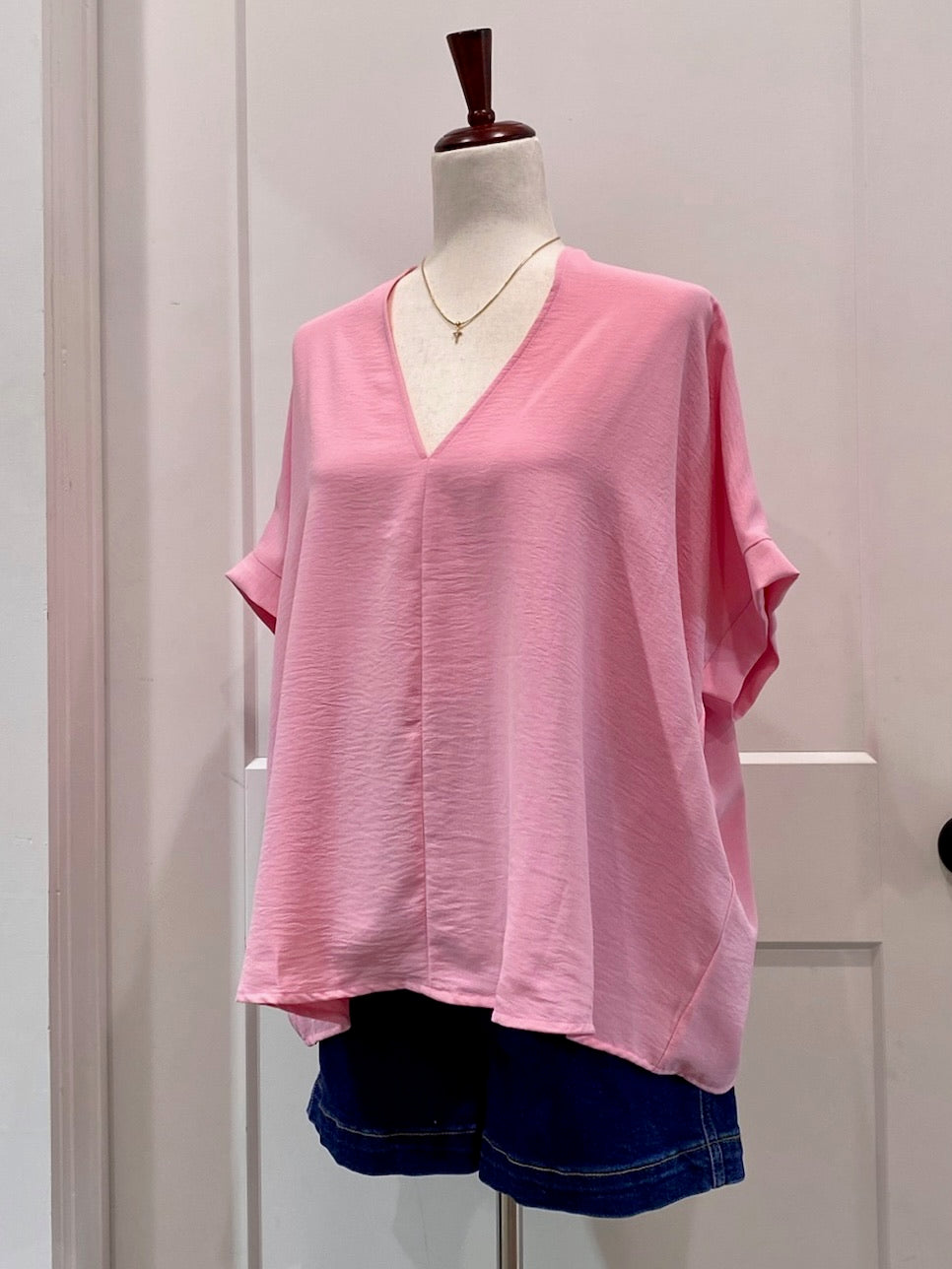 Oversized V Neck Folded Top