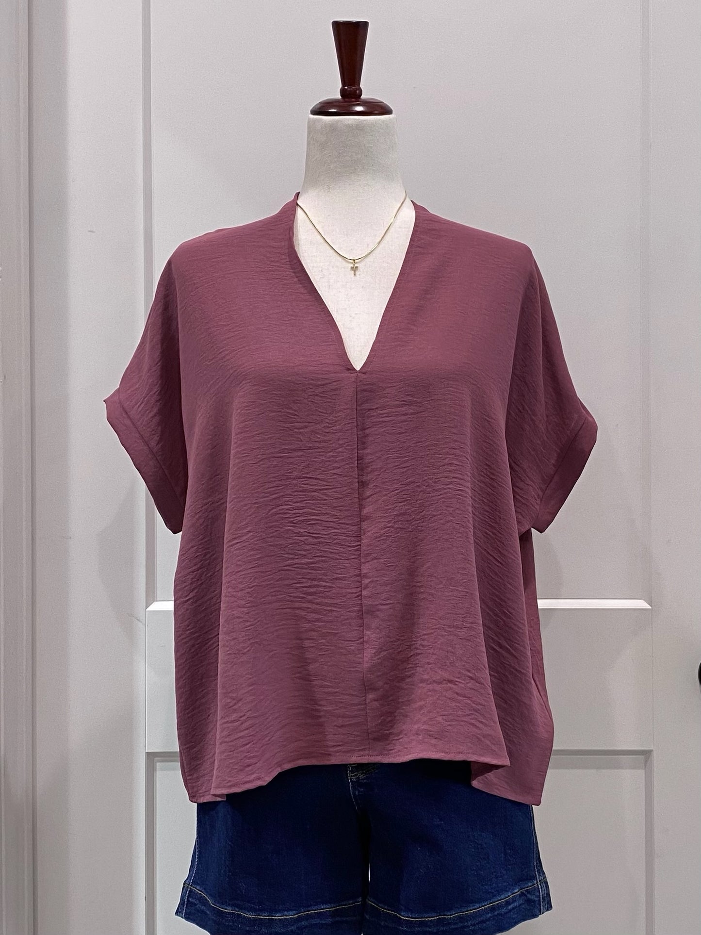 Oversized V Neck Folded Top