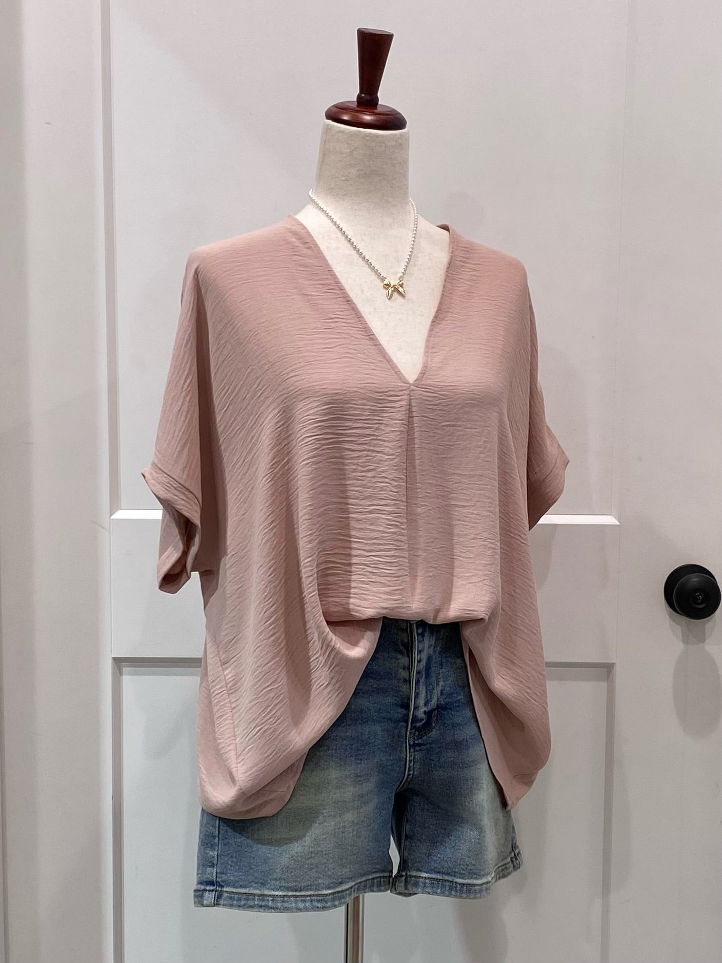 Oversized V Neck Folded Top