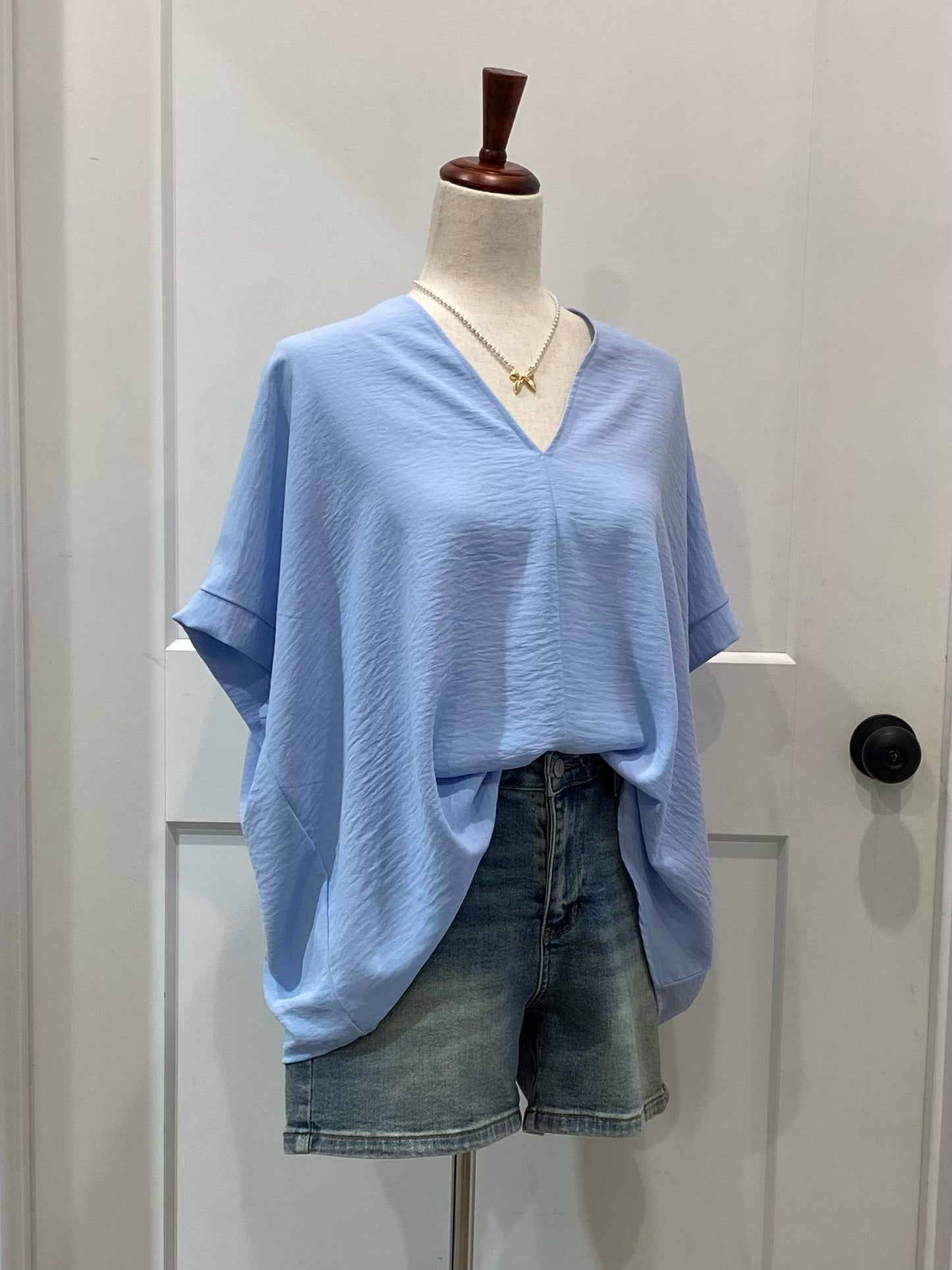 Oversized V Neck Folded Top