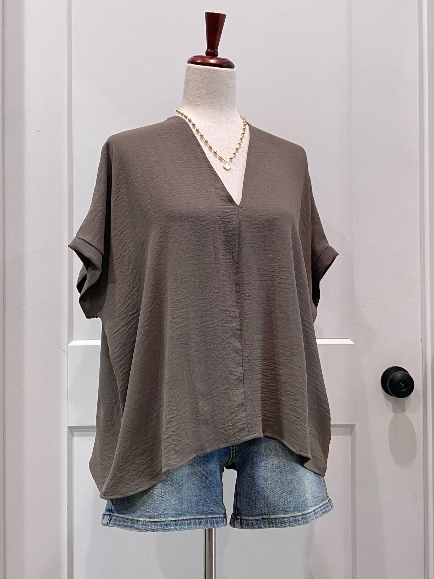 Oversized V Neck Folded Top