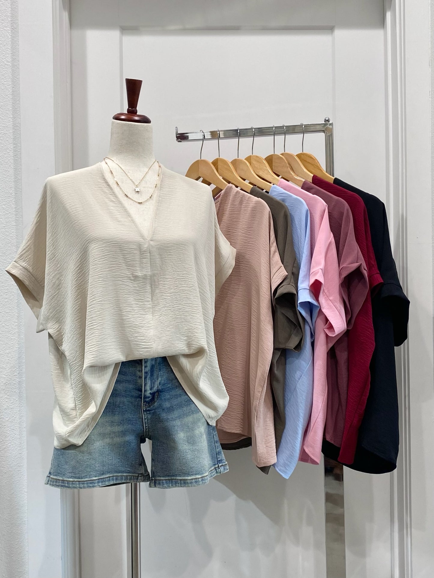 Oversized V Neck Folded Top