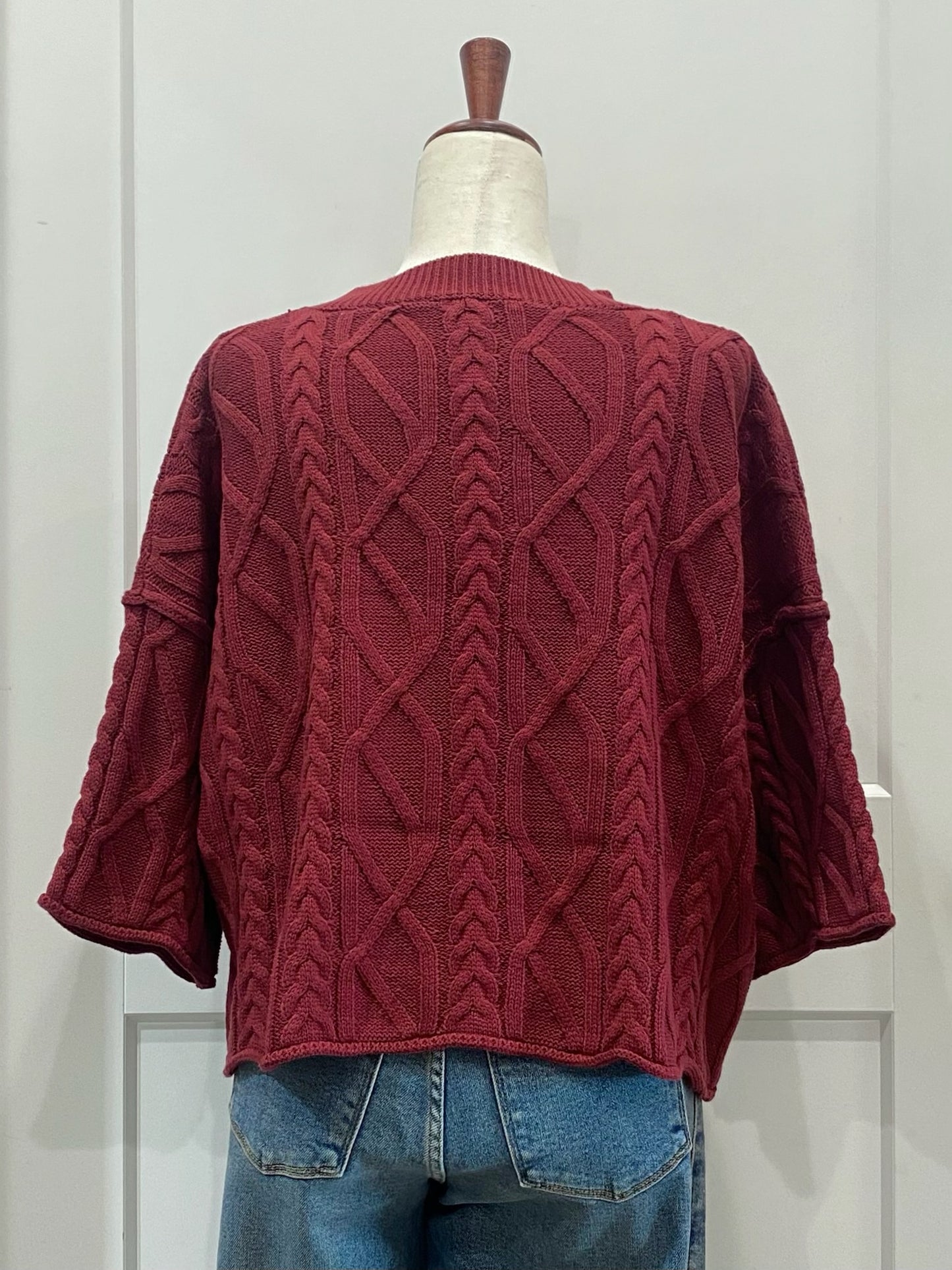 Cable Knit Burgundy Sweater