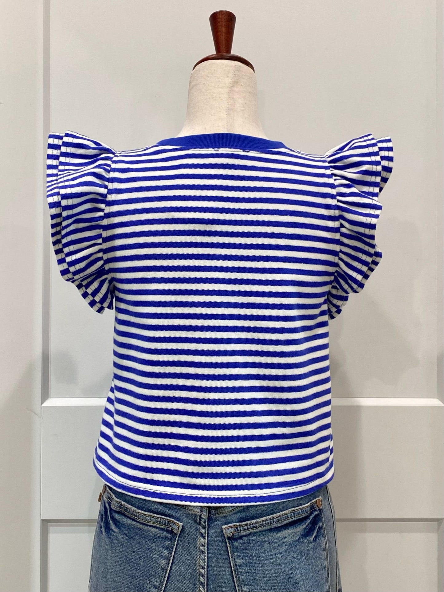 Striped Double Ruffle Sleeve Top