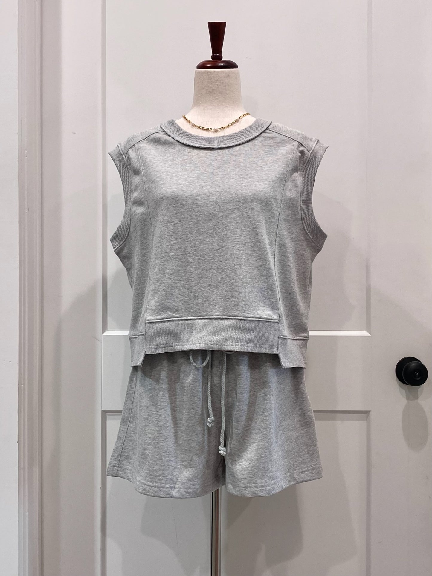 French Terry Crew Neck and Short Set