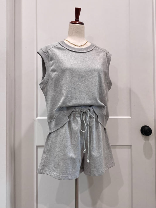 French Terry Crew Neck and Short Set