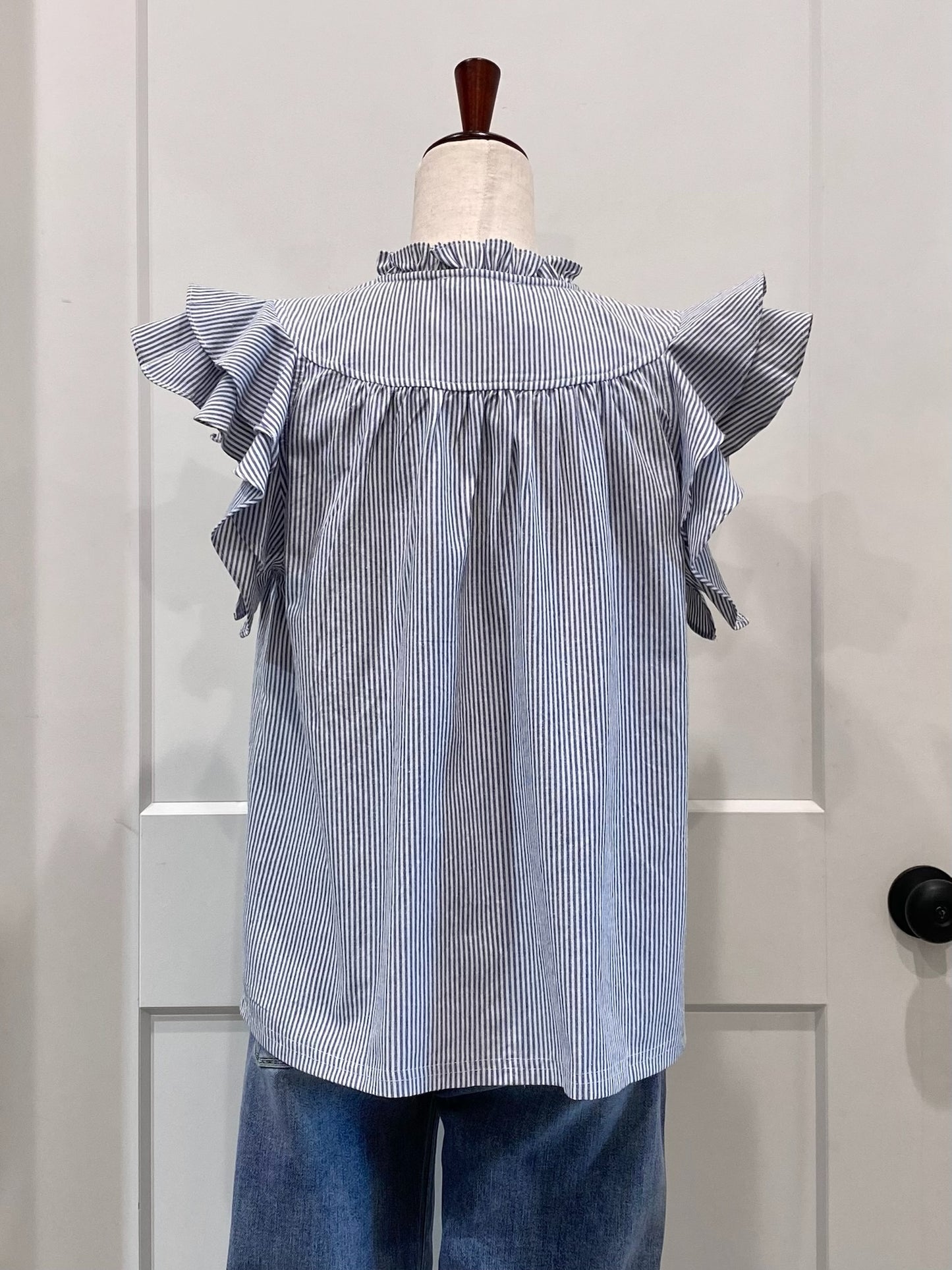 Striped Ruffle Sleeve Top