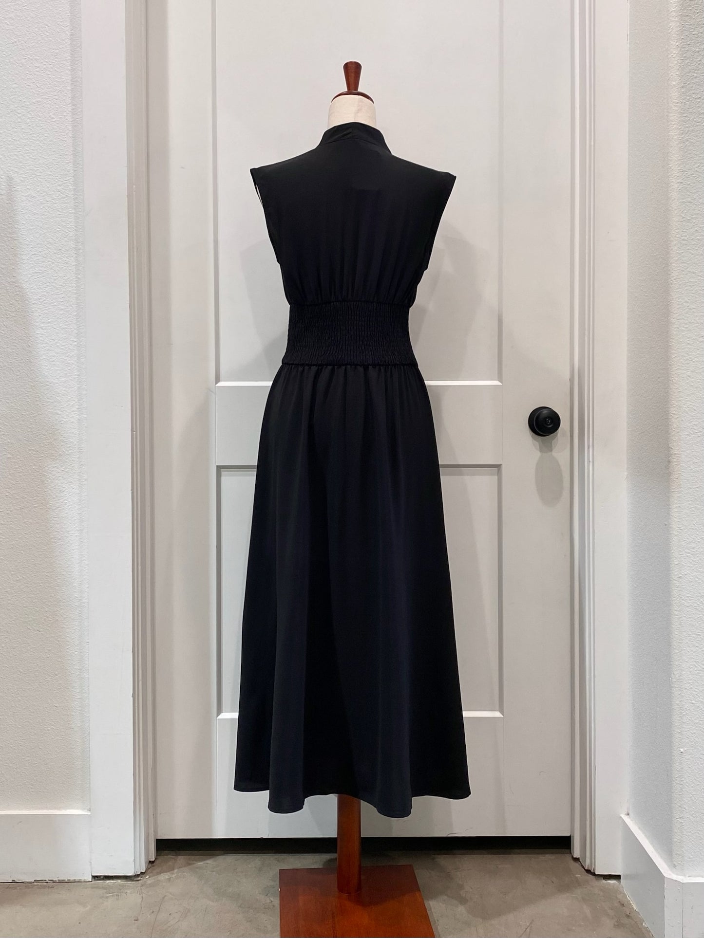 Sleeveless Zipper Front Shirred Waist Dress