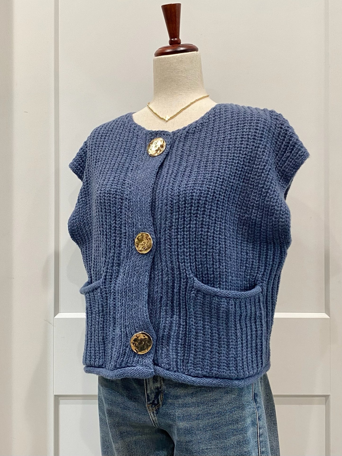 Button Front Sweater Vest
