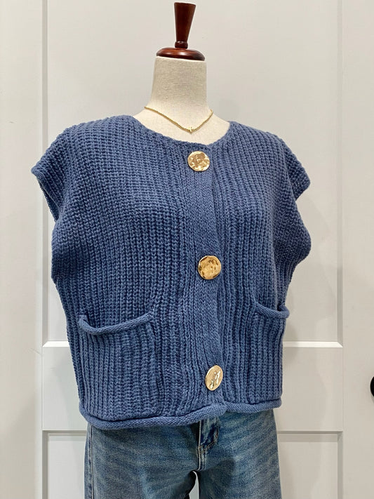 Button Front Sweater Vest