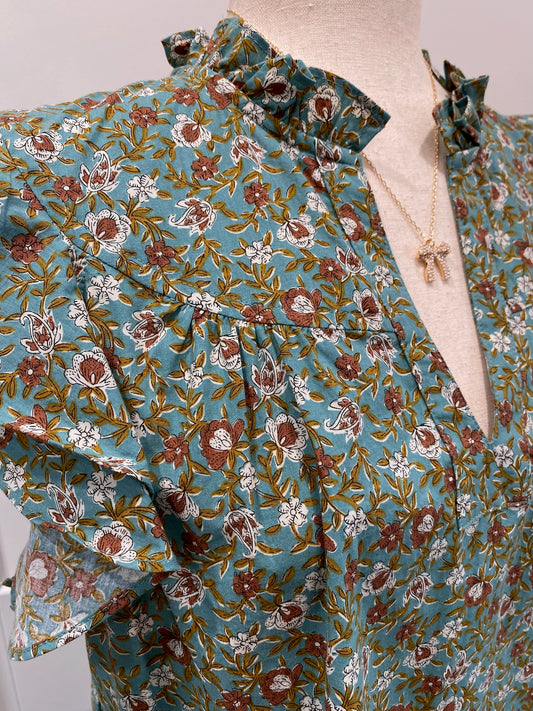Sage Floral Top