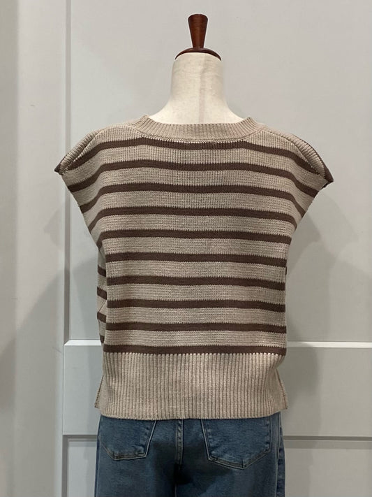 Striped Cap Sleeve Sweater Top