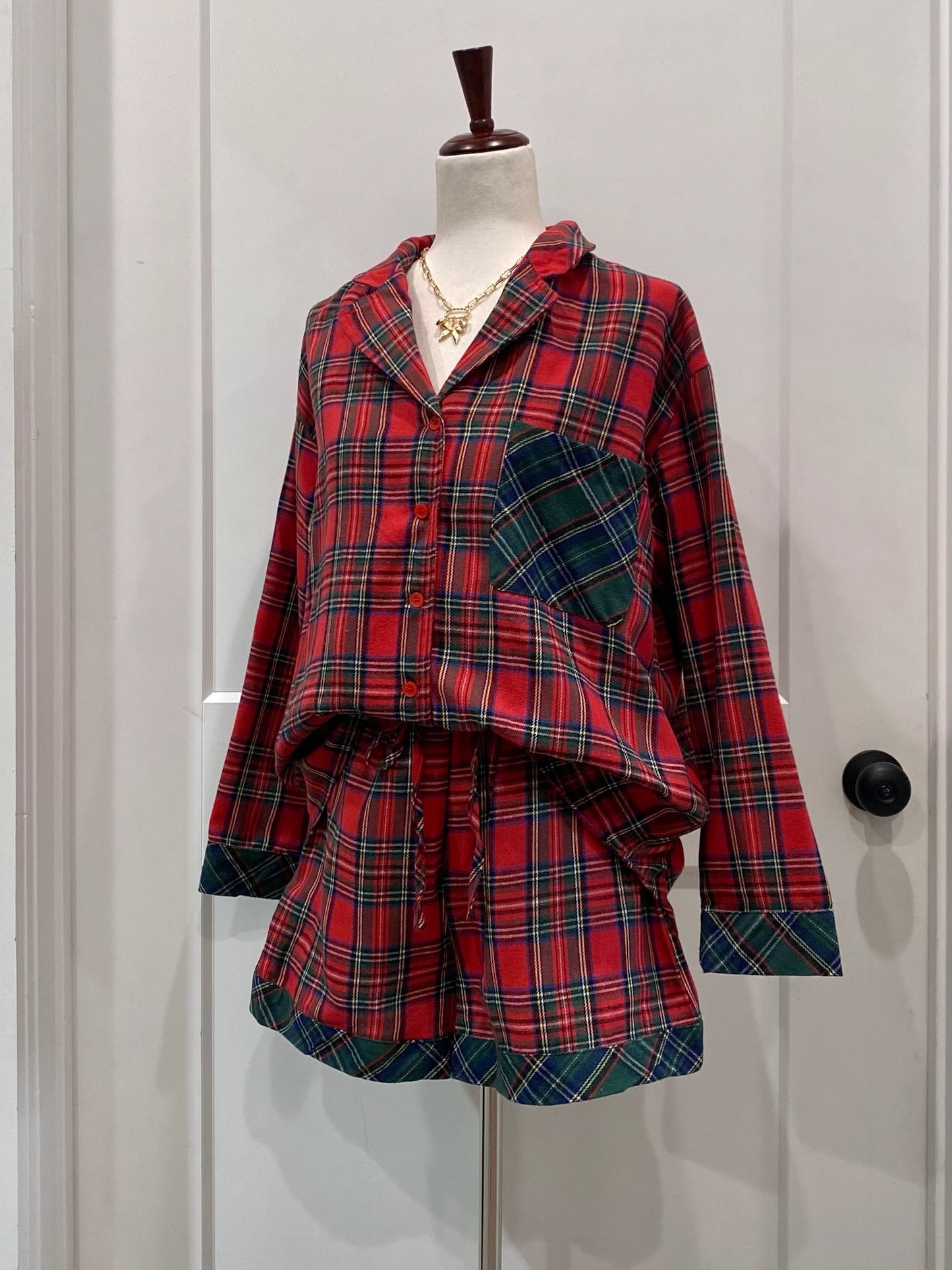 Plaid Pajama Short Set