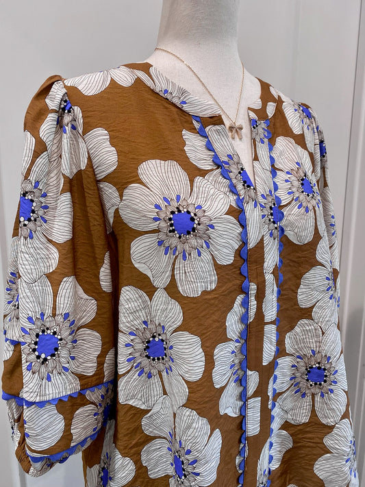 Floral Printed 3/4 Sleeve Top